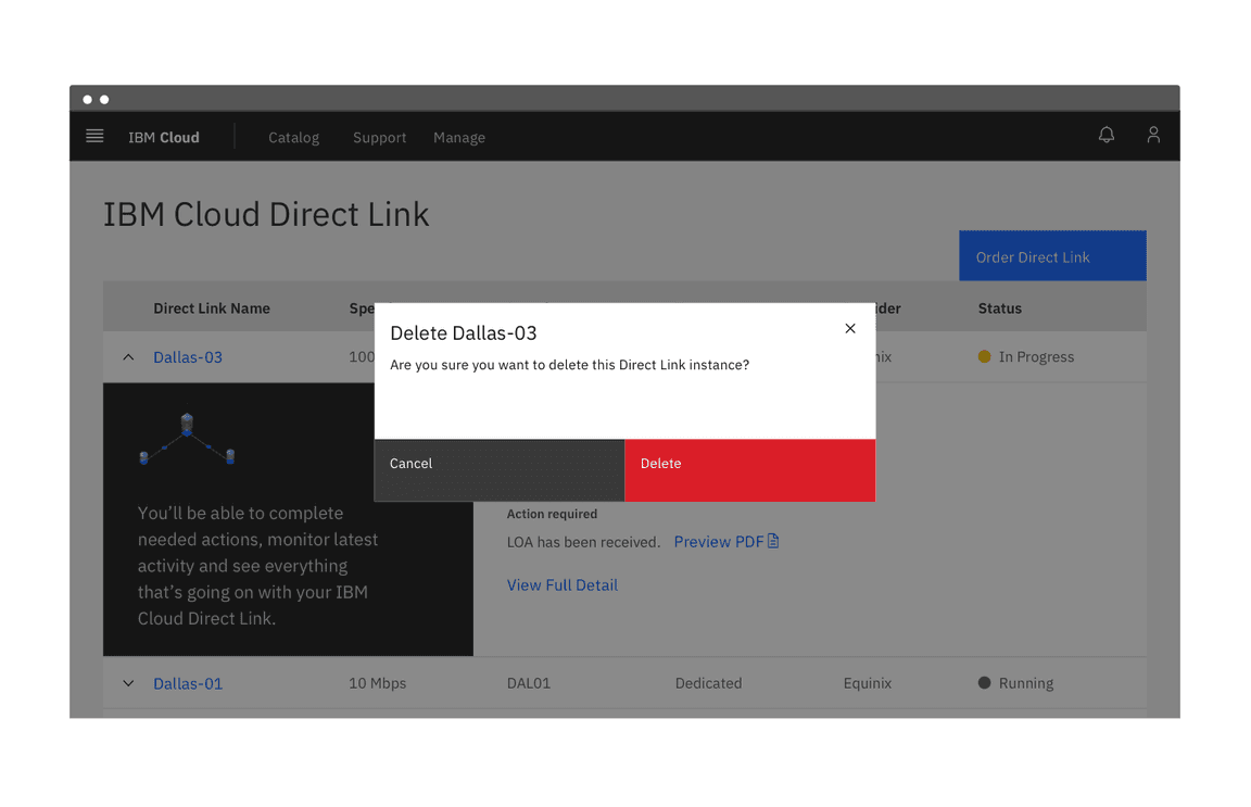 Modal notification in a product